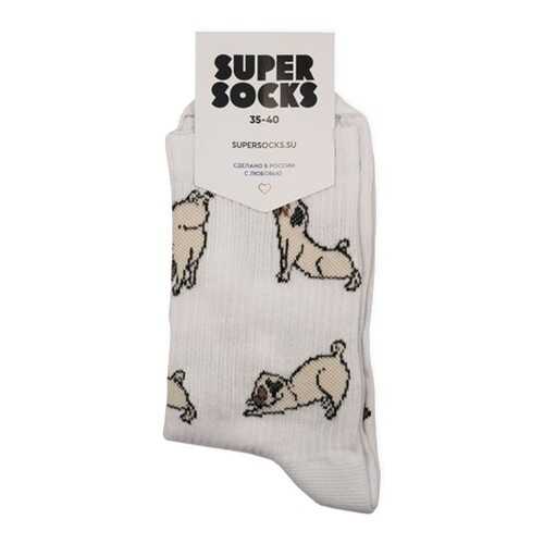 Носки унисекс Super Socks Pugs белые 40-46 в Ойшо